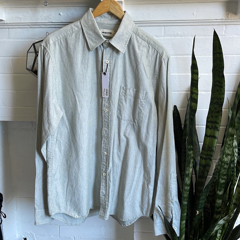 Taylor Stitch the California oxford shirt in olive striped hemp NWT